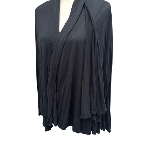 DKNY BLACK DOUBLE LAYER SWING OPEN CARDIGAN - Picture 2 of 12